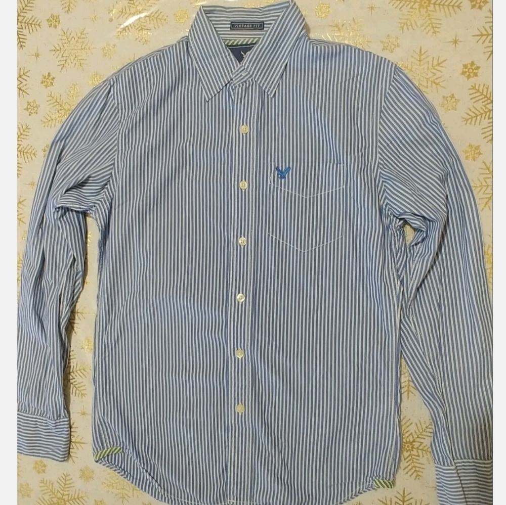 American Eagle Long Sleeve Shirt Size XS Color Blue Striped